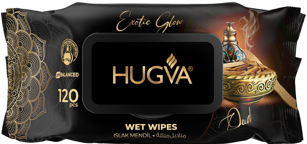 Hugva Exotic Glow Wet Wipes with Lid, 120 pcs