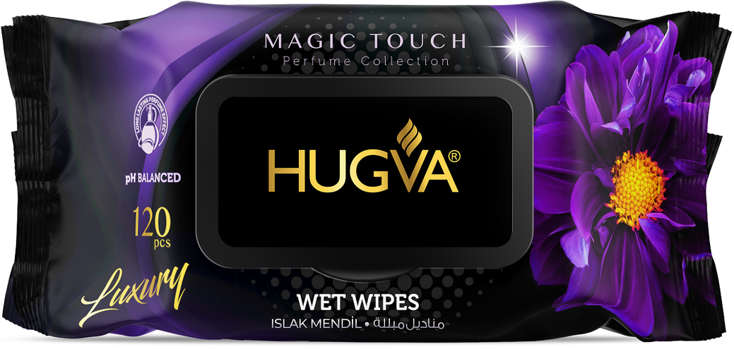 Hugva Luxury Magic Touch Wet Wipes with Lid, 120 pcs