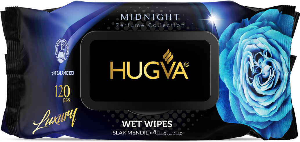 Hugva Luxury Midnight Wet Wipes with Lid, 120 pcs