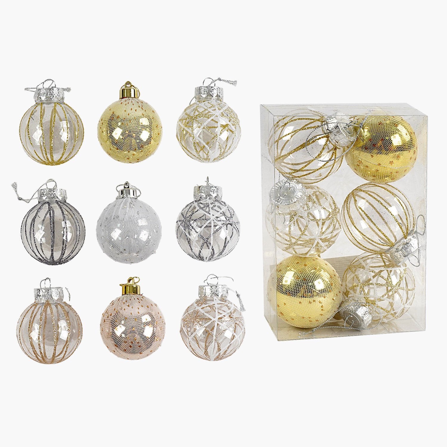 C 67574 Christmas Ball Ornaments, 6 cm Diameter, 6 pcs