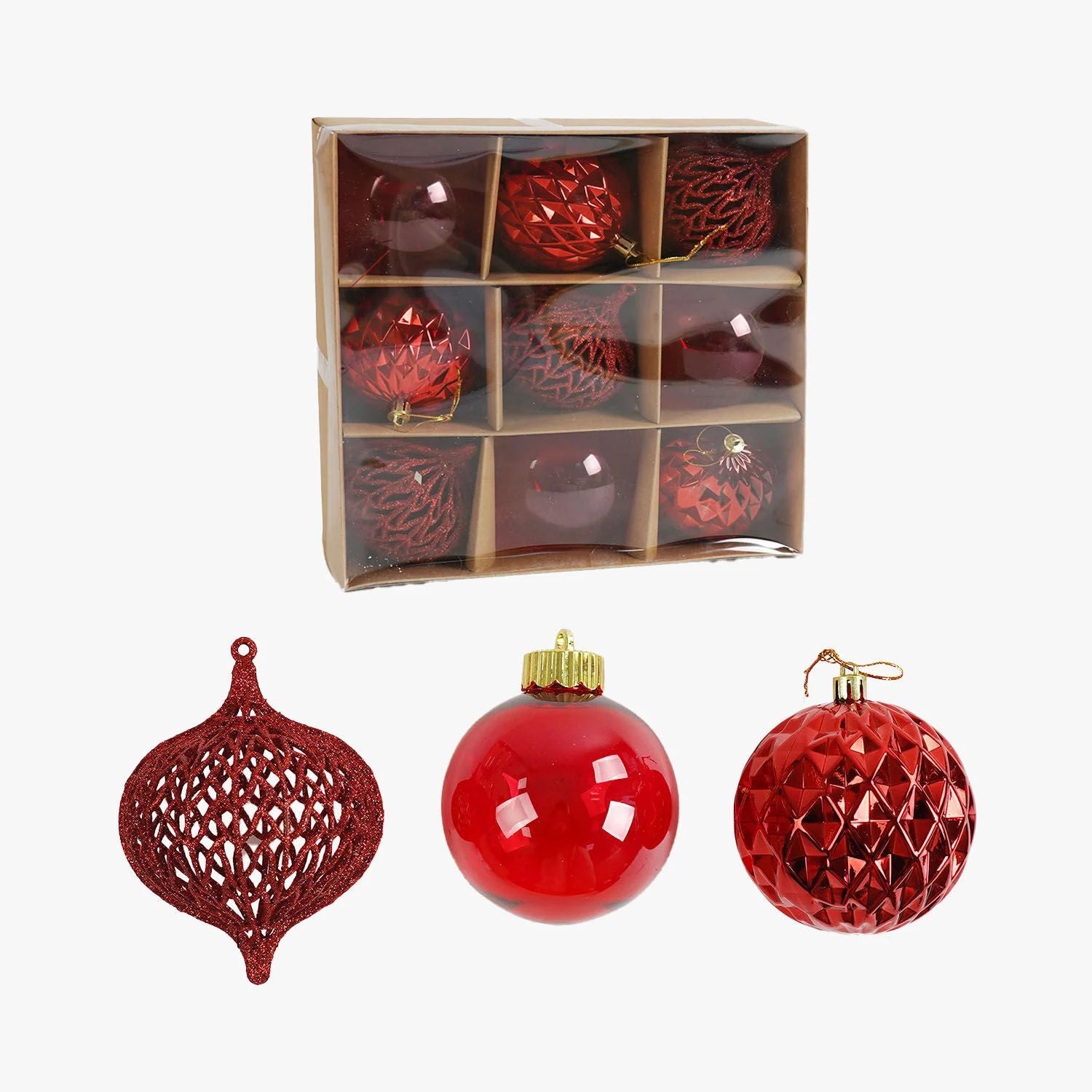 C 67444 Christmas Ball Ornaments, 7 cm Diameter, 9 pcs