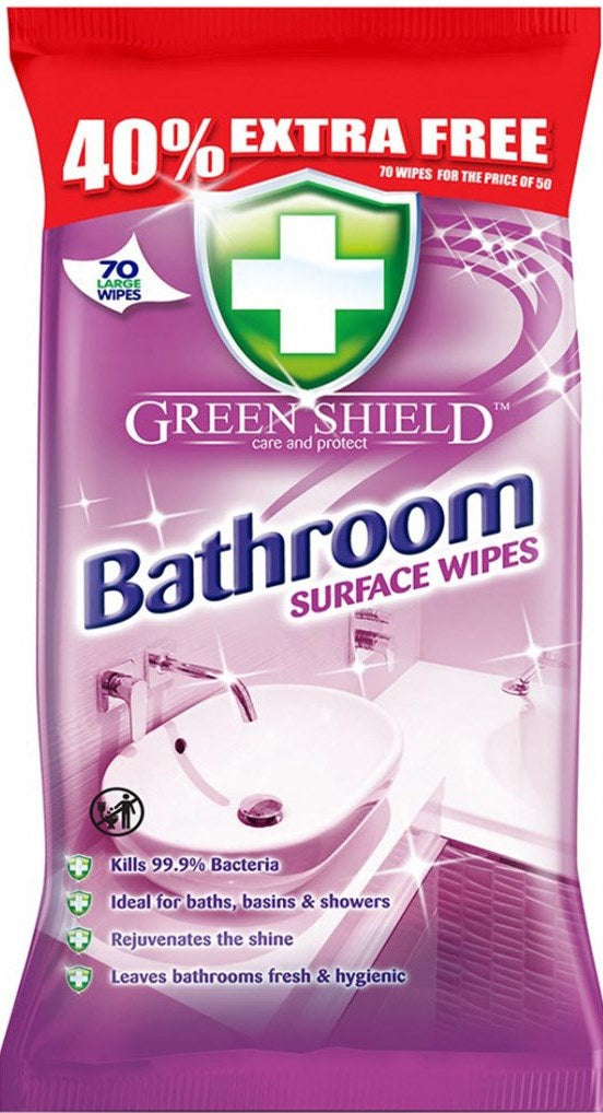Green Shield Bathroom Surface Cleaning Wipes, 70 pcs