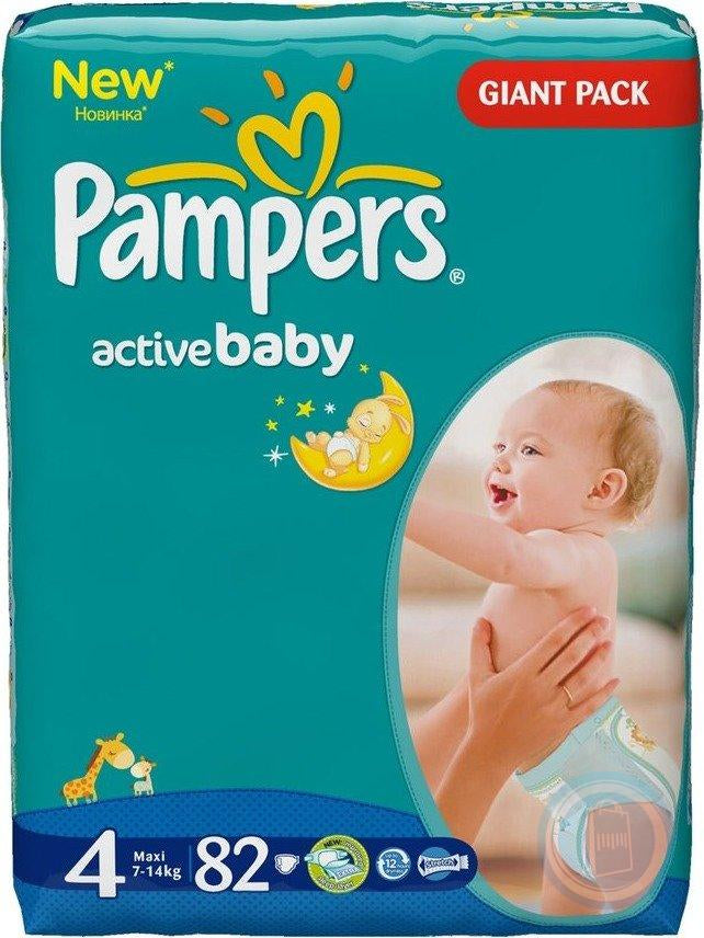 Pampers Active Baby (4) Maxi Giant Pack Baby Diapers, 82 pcs, 7-14 kg