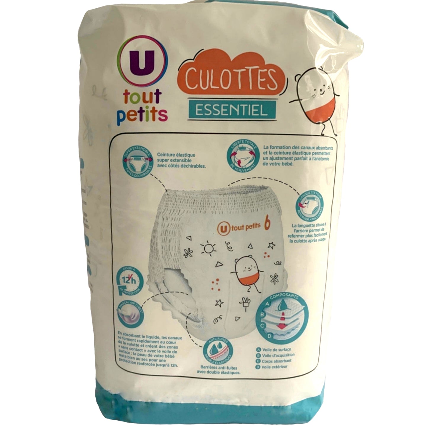 U Tout Petits Essentiel Size 6 Baby Pull-Up Diaper Pants, 16 kg, 18 pcs - Image 3