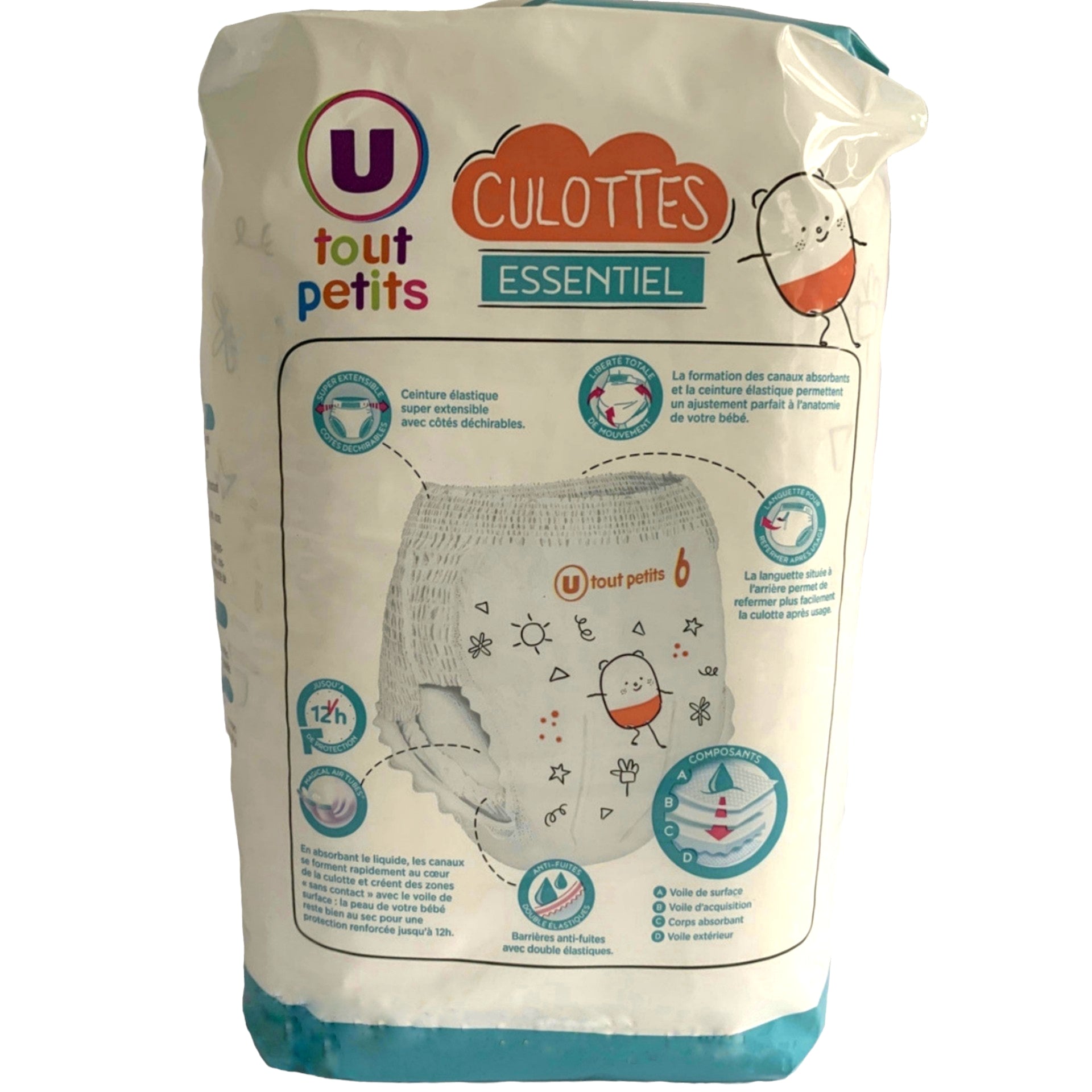 U Tout Petits Essentiel Size 6 Baby Pull-Up Diaper Pants, 16 kg, 18 pcs - Image 3