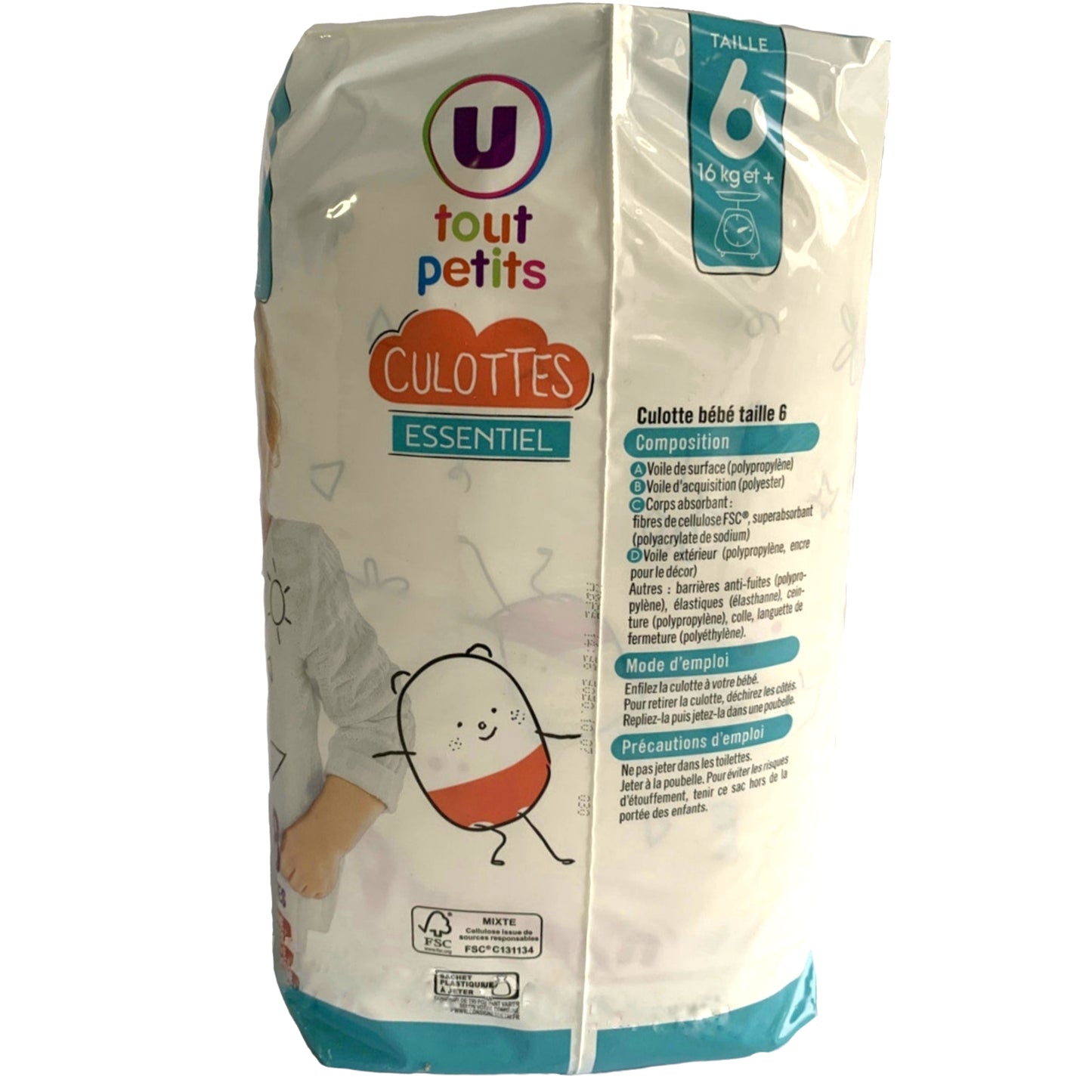 U Tout Petits Essentiel Size 6 Baby Pull-Up Diaper Pants, 16 kg, 18 pcs - Image 4