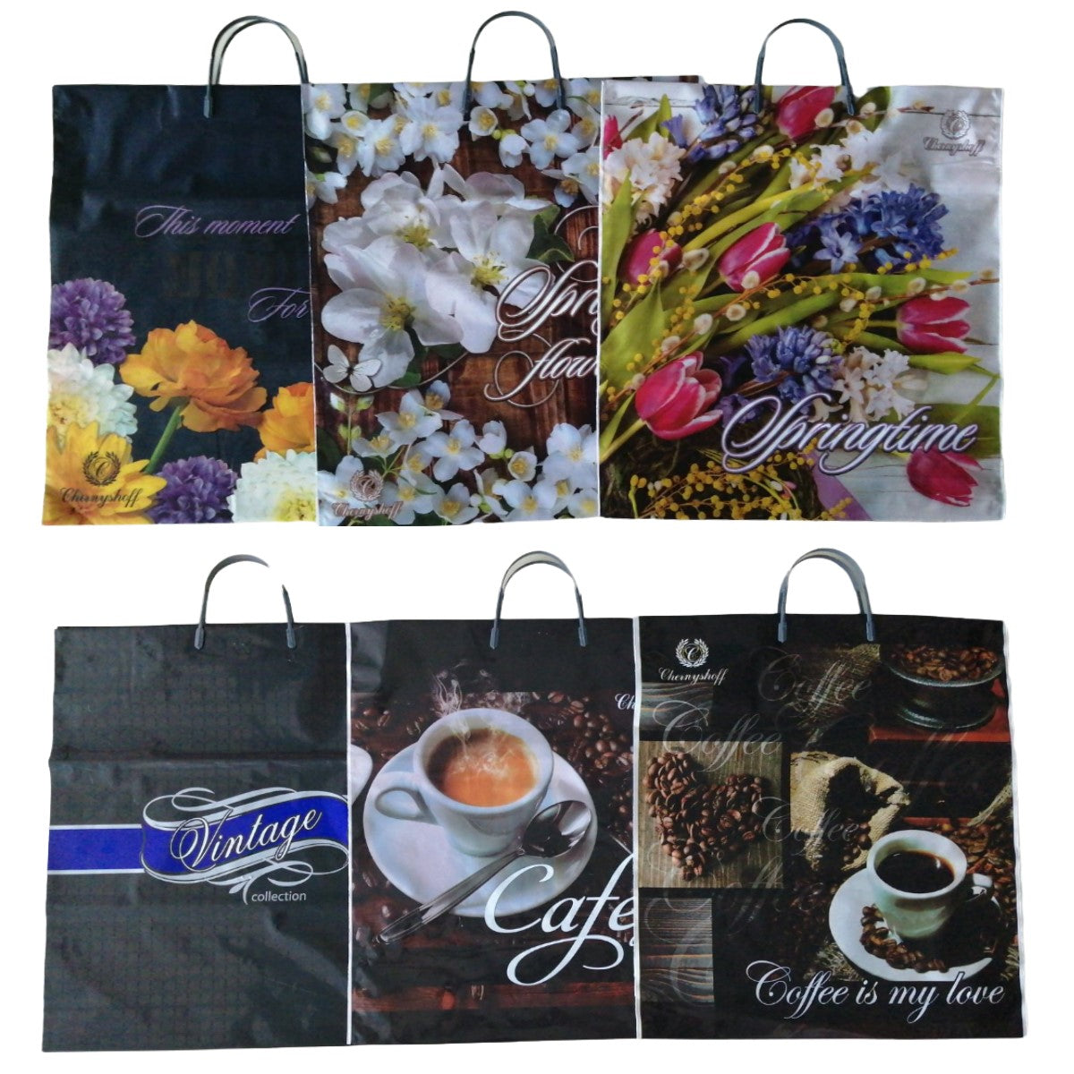 Assorted Large Plastic-Handle Shopping Bag, 40 x 42 cm