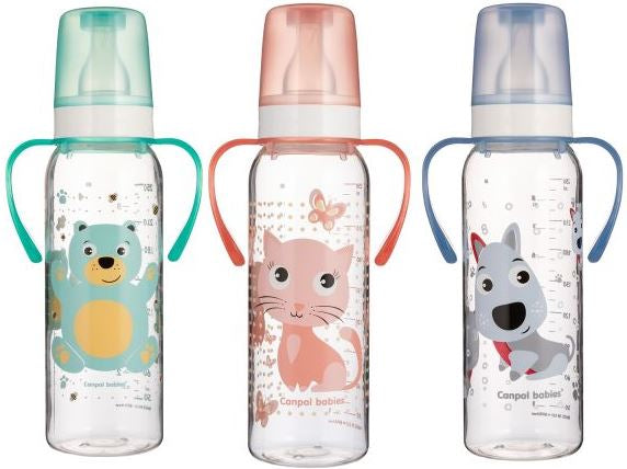 Canpol Babies 11/845 BPA-Free Tritan Baby Bottle with Handles, 250 mL