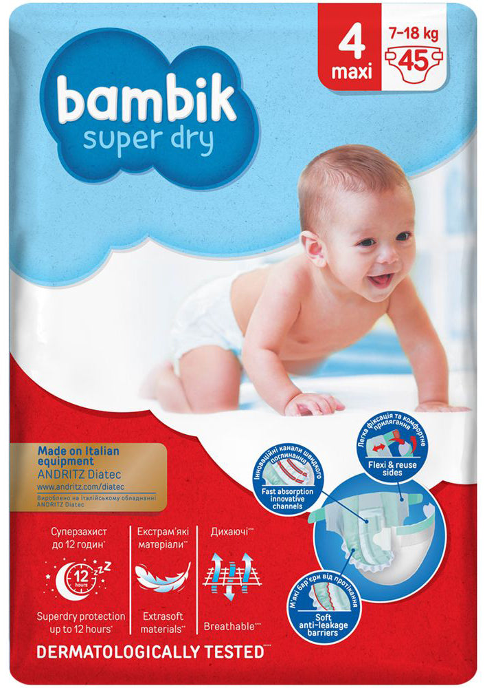 Bambik Jumbo 4 Maxi Baby Diapers, 45 pcs, 7-18 kg - Image 2