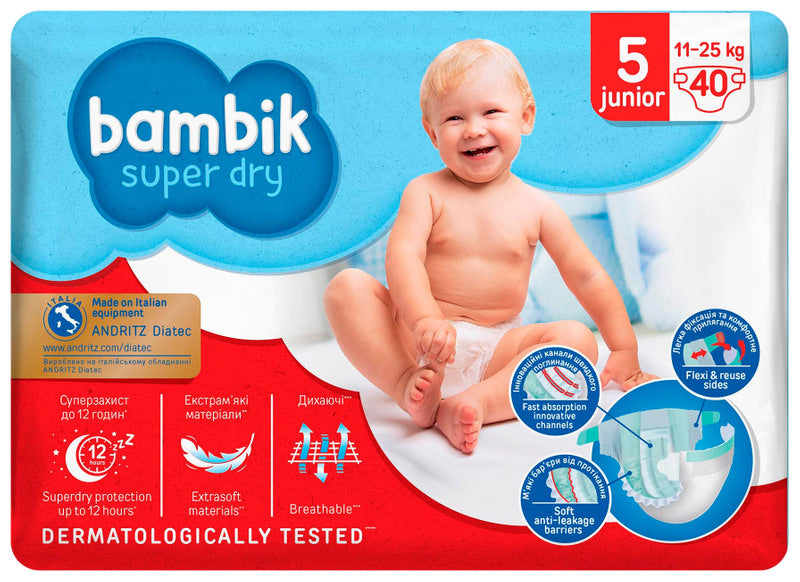 Bambik Jumbo 5 Junior Baby Diapers, 40 pcs, 11-25 kg