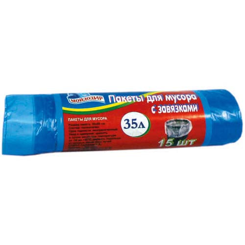 Moydodyr Drawstring Garbage Bags, 35 L, 15 pcs