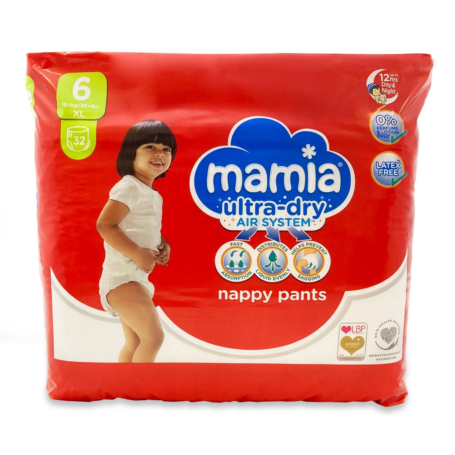 Mamia 6 Baby Pull-Up Diaper Pants, 32 pcs, 16+ kg