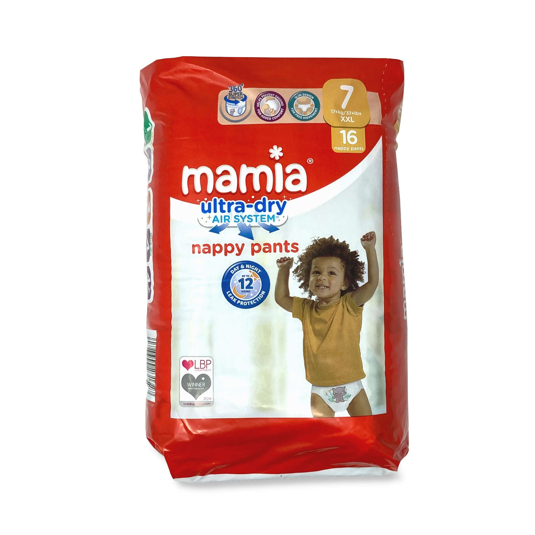 Mamia 7 Baby Pull-Up Diaper Pants, 16 pcs, 17+ kg