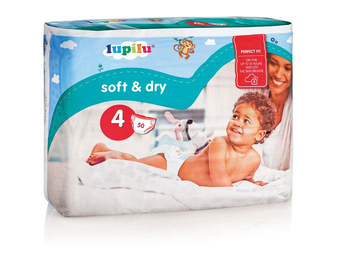 Lupilu Soft & Dry 4 Baby Diapers, 50 pcs, 8-16 kg