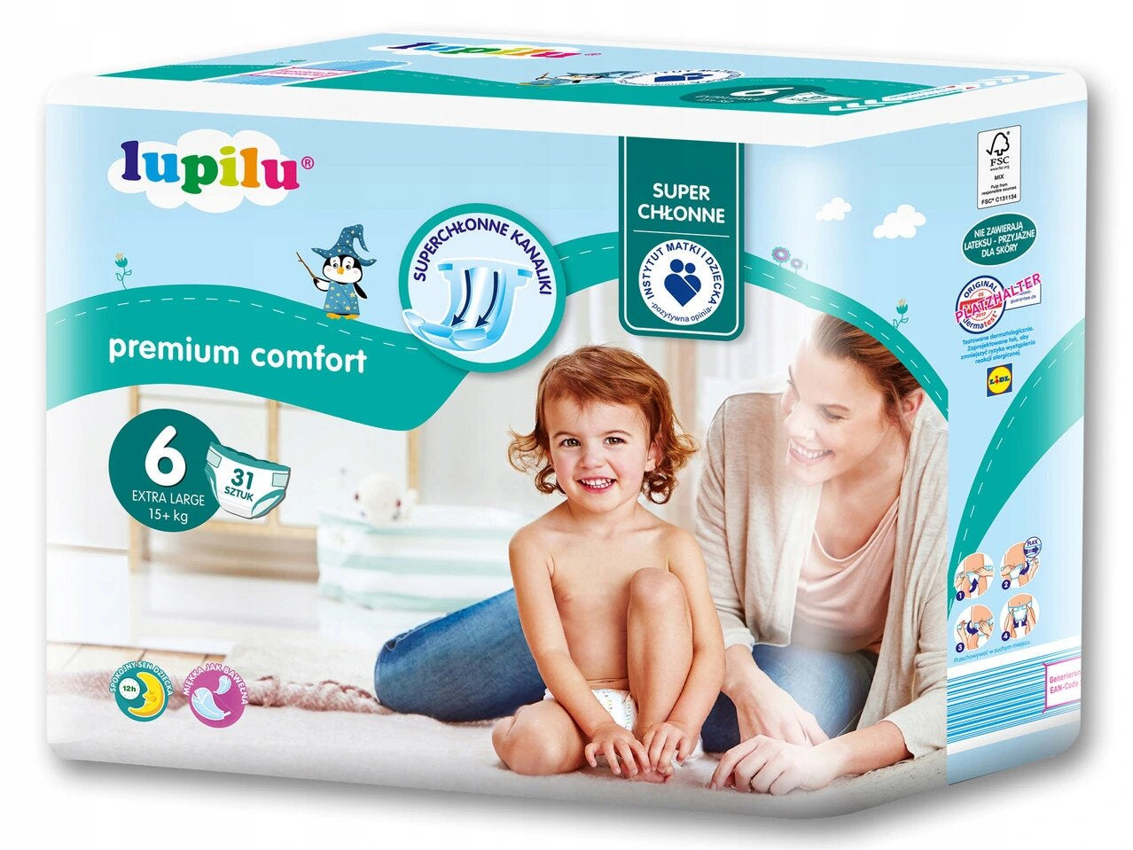 Lupilu Premium Comfort 6 Baby Diapers, 31 pcs, 15+ kg