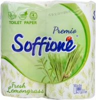 Soffione Fresh Lemongrass 3-Ply Toilet Paper, 4 Rolls