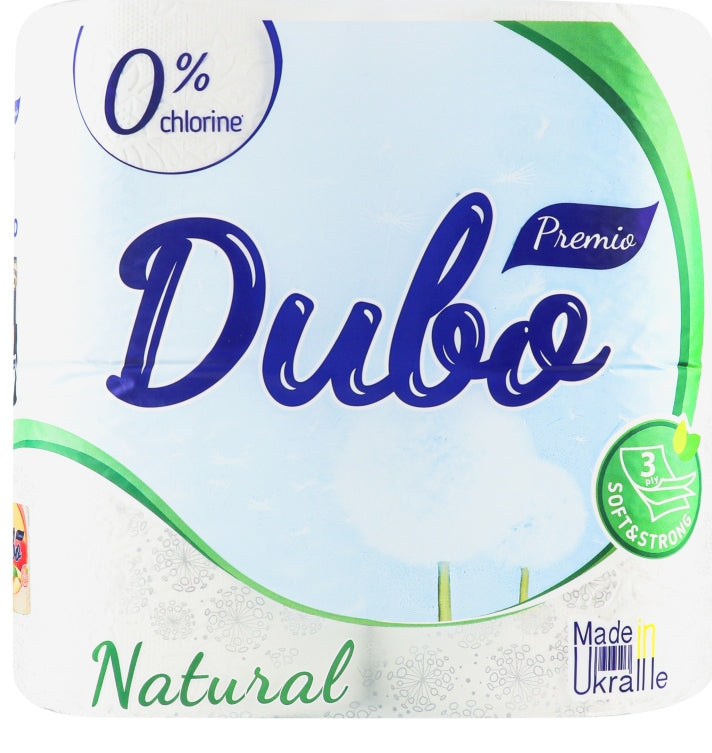 Dyvo Premio Natural 3-Ply Toilet Paper, 4 Rolls
