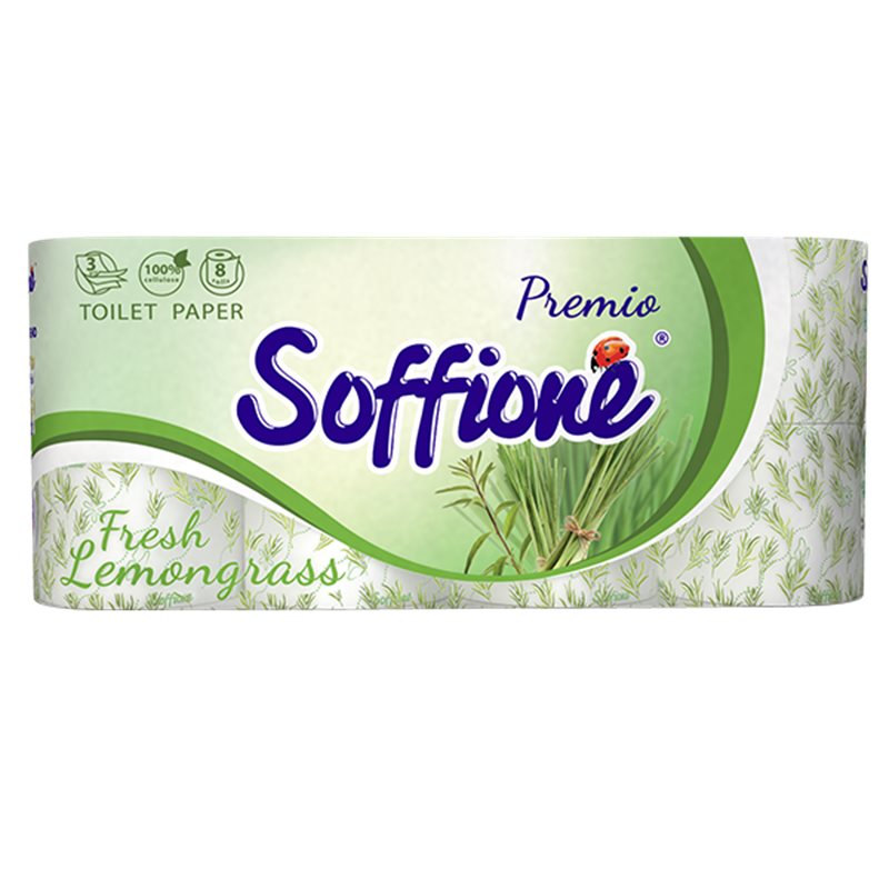 Soffione Fresh Lemongrass 3-Ply Toilet Paper, 8 Rolls