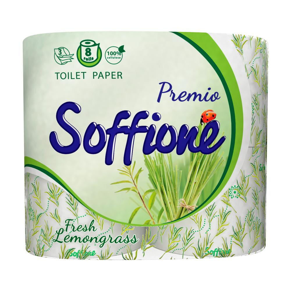 Soffione Fresh Lemongrass 3-Ply Toilet Paper, 8 Rolls - Image 2