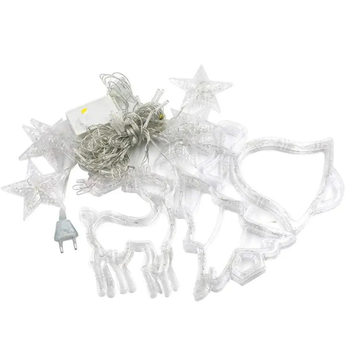 XR-9M Star, Christmas Tree, Reindeer & Bell Curtain Lights, Multicolor, 12 Figures, 3 x 1 m - Image 4
