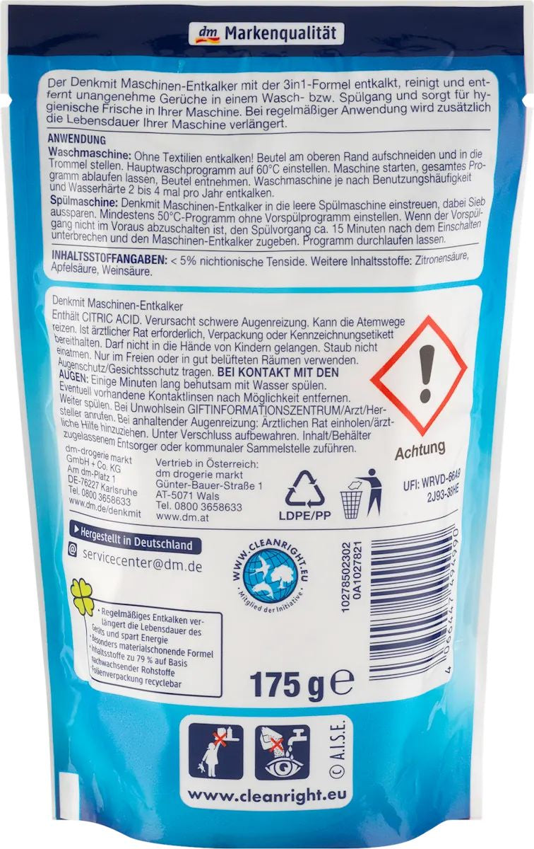 Denkmit 3-in-1 Washing Machine & Dishwasher Limescale Remover, 175 g - Image 2