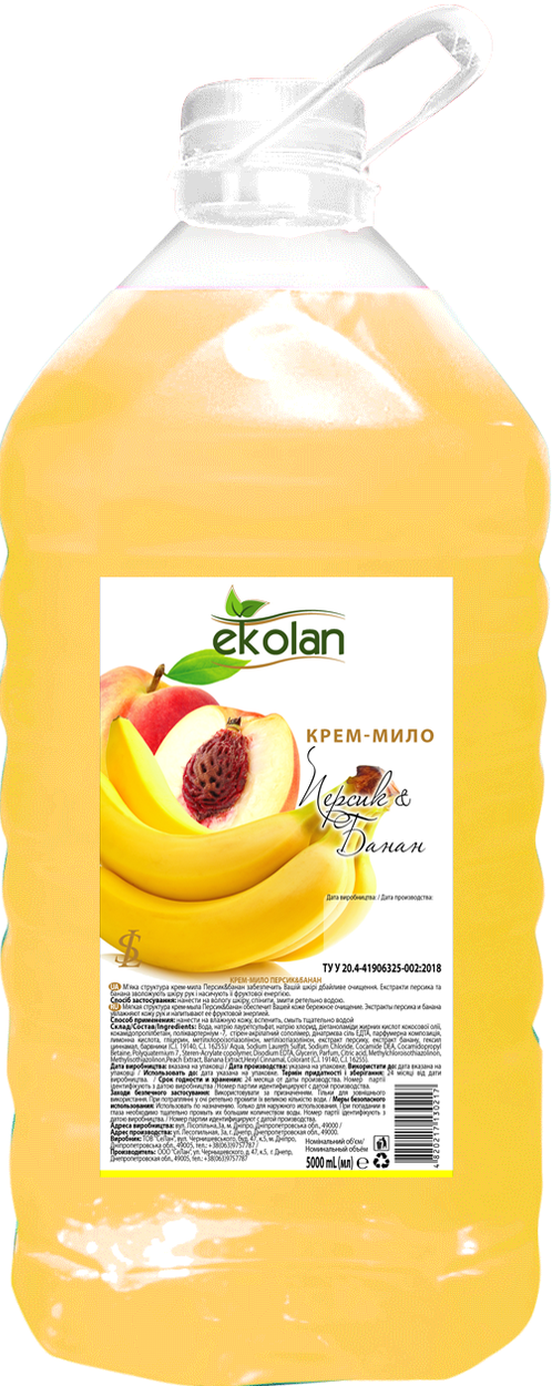 Ekolan Peach & Banana Liquid Cream Soap, 5 kg