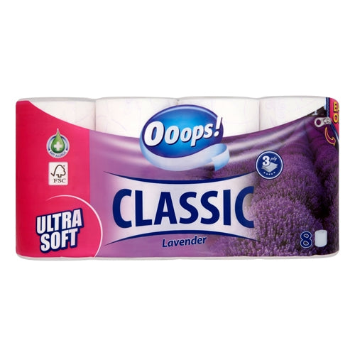 Ooops Classic Lavender 3-Ply Toilet Paper, 8 Rolls