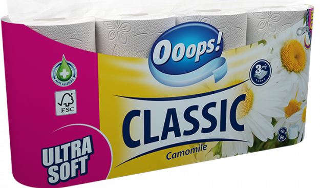 Ooops Classic Camomile 3-Ply Toilet Paper, 8 Rolls
