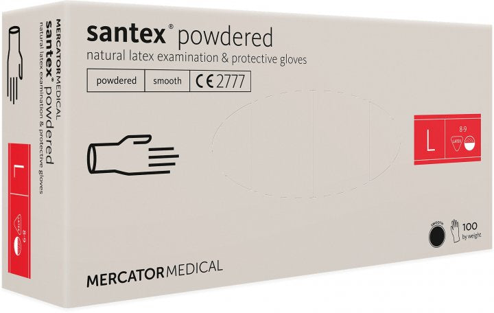 Santex Latex Medical Gloves Size L, 100 pcs