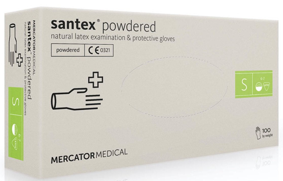 Santex Latex Medical Gloves Size S, 100 pcs
