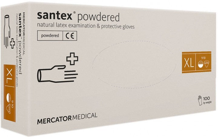 Santex Latex Medical Gloves Size XL, 100 pcs