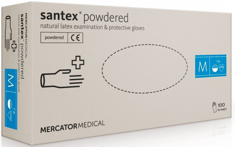Santex Latex Medical Gloves Size M, 100 pcs