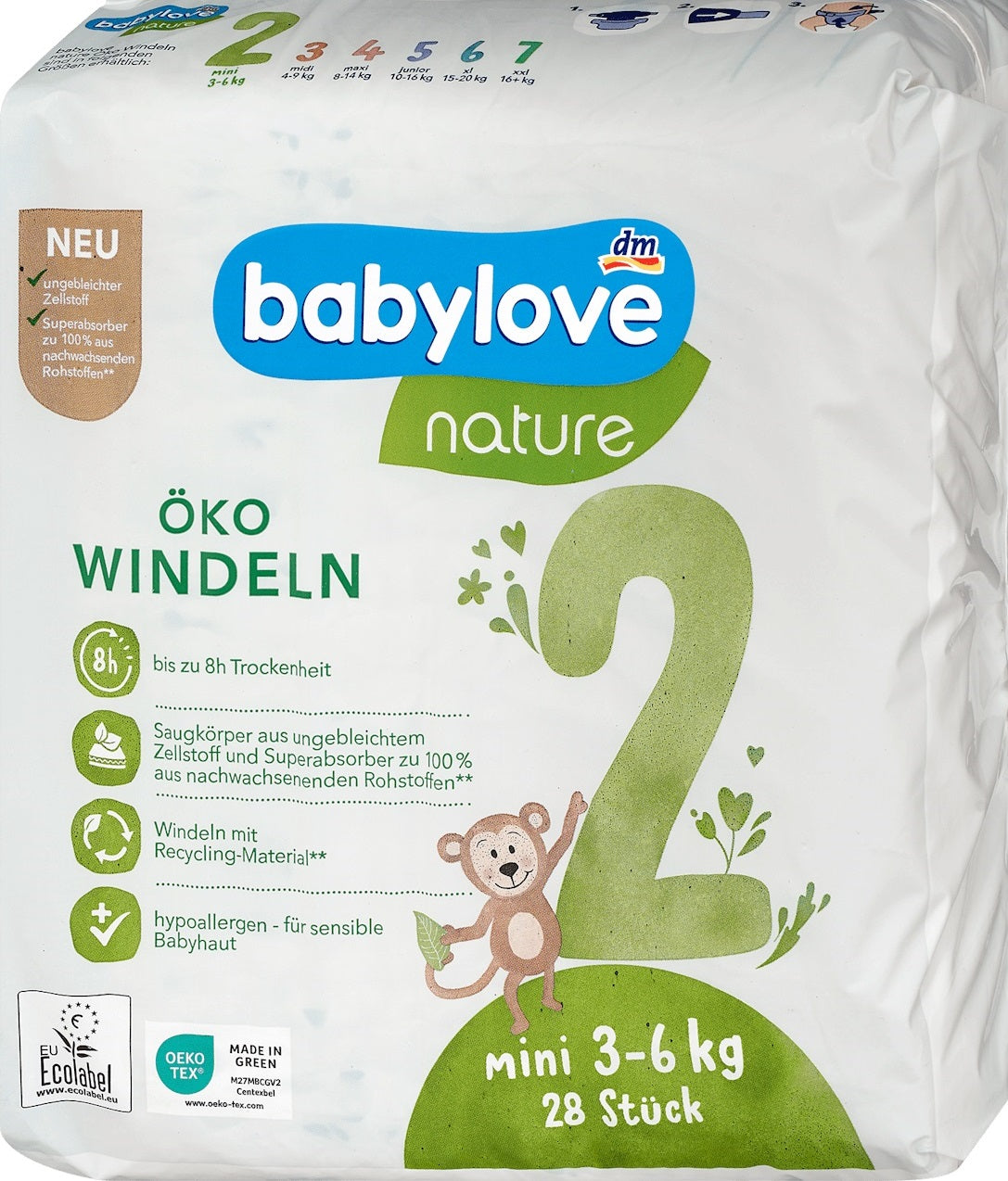 Babylove Nature Baby Diapers Size 2, 3-6 kg, 28 pcs