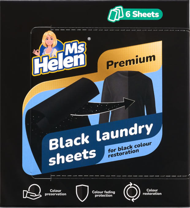 Ms. Helen Black Color Restoration Laundry Sheets, 6 pcs