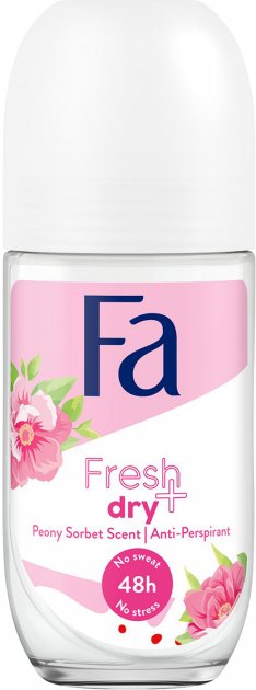 Fa Fresh Dry Peony Sorbet Women's Roll-On Deodorant, 50 mL