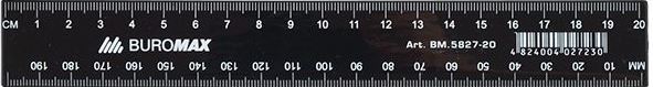 Buromax BM.5827-20 Black Plastic Ruler, 20 cm