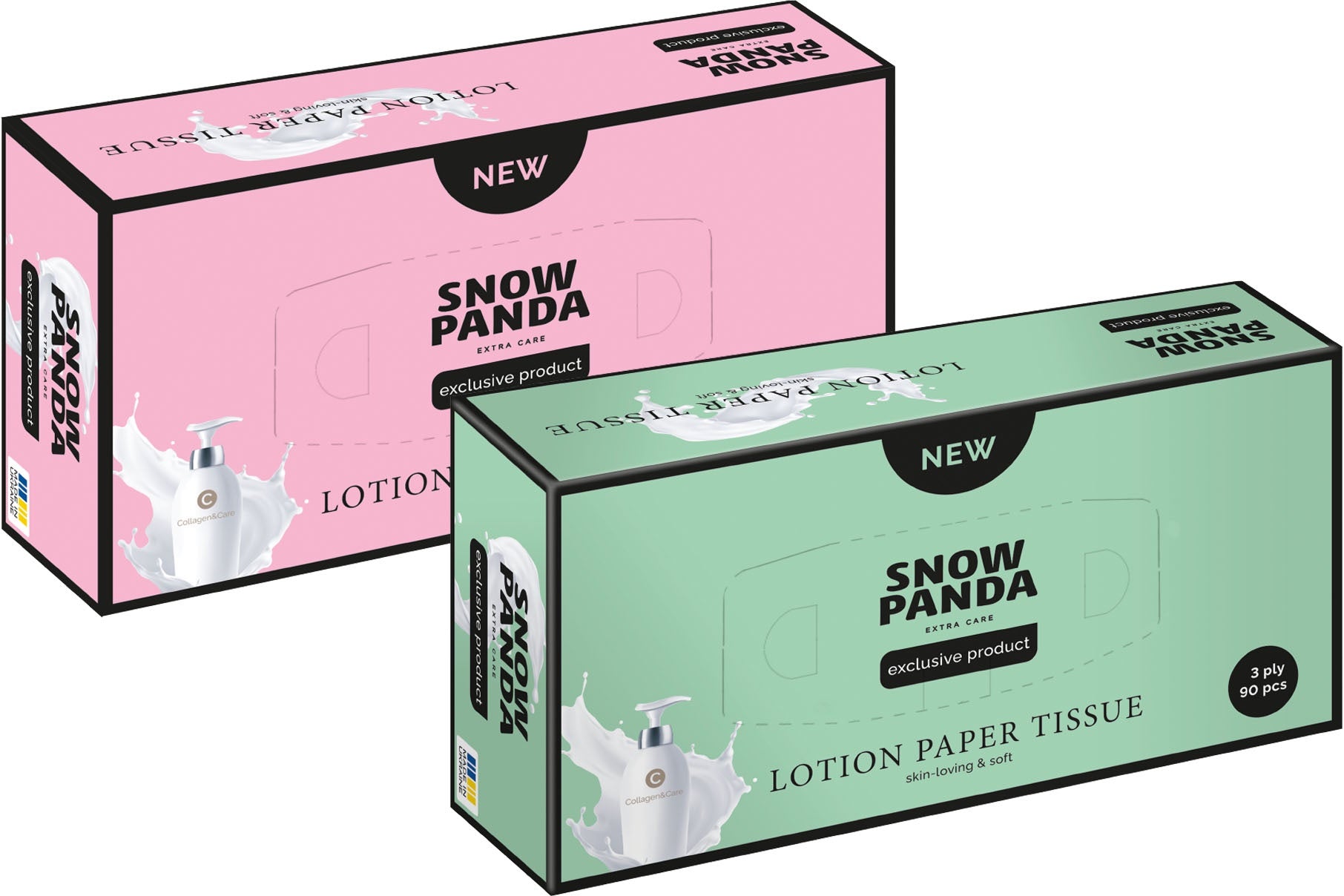 Snizhna Panda Cosmetic Tissues with Lotion, 3-Ply, 90 Sheets