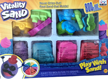 Vitality Sand 1902 A/C/E Kinetic Sand Set with 4 Colors, 16 Molds & 6 Extruders, Assorted, 800 g - Image 2