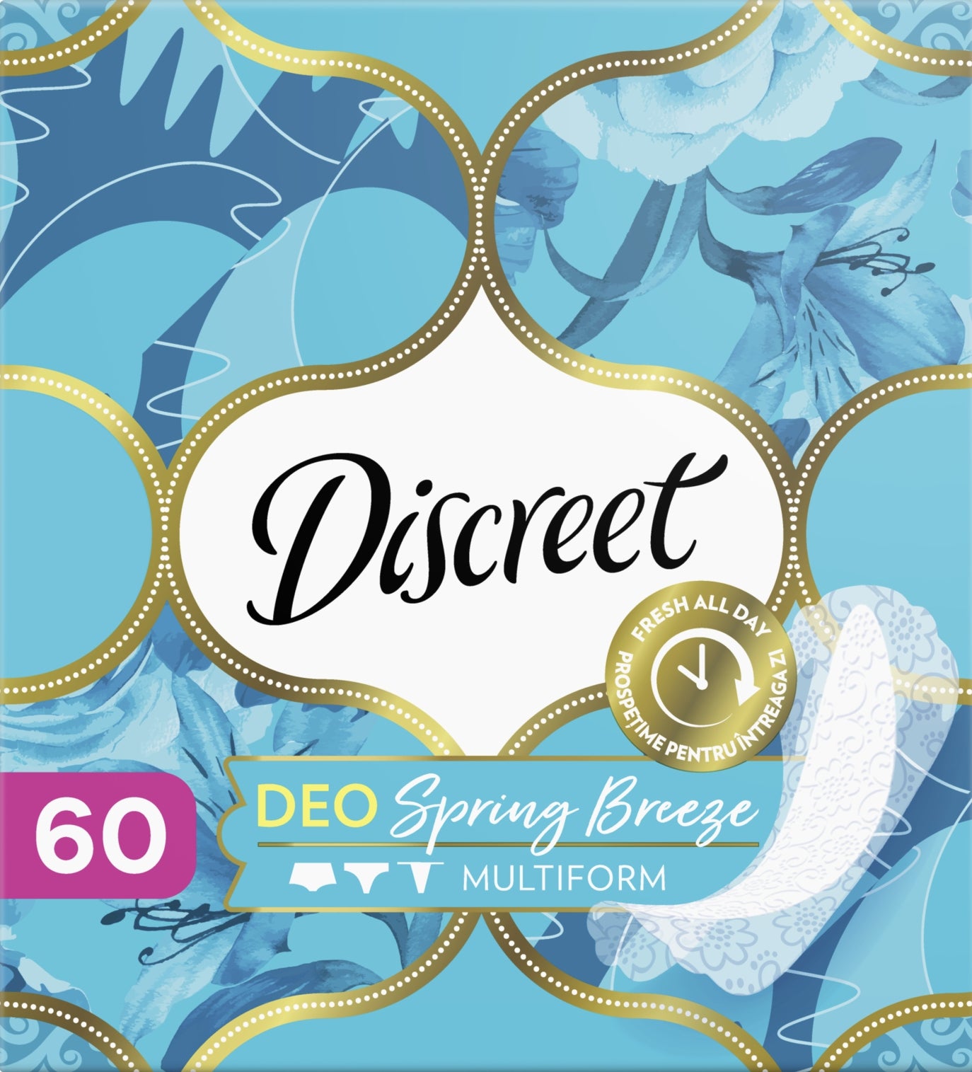 Discreet Deo Spring Breeze Panty Liners, 60 pcs