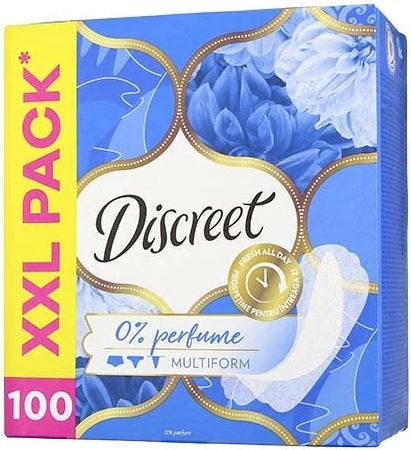 Discreet 0% Perfume Multiform Panty Liners, 100 pcs