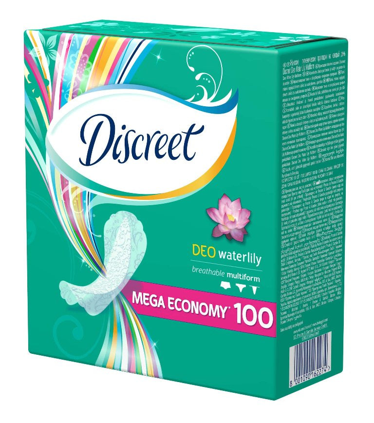 Discreet Deo Water Lily Panty Liners, 100 pcs