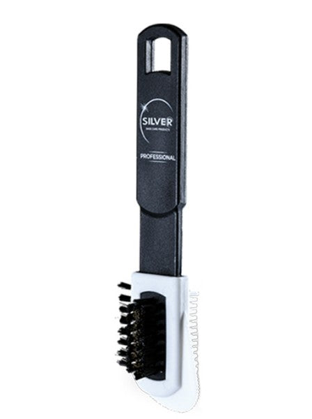 Silver 4-Sided Nubuck & Suede Shoe Brush