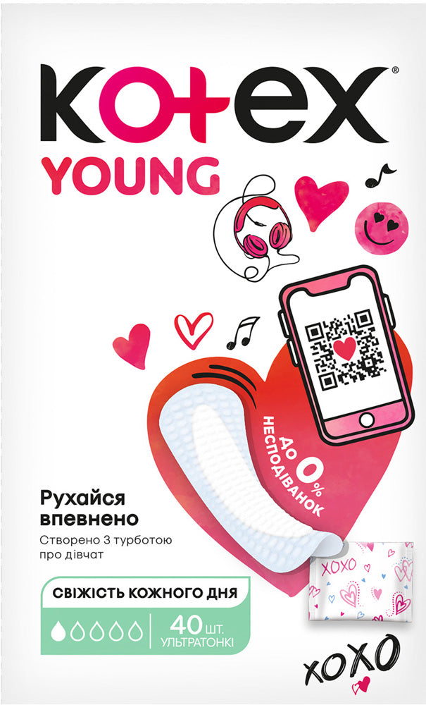Kotex Young Slim Normal Panty Liners, 40 pcs