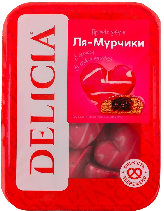 Delicia Meow Treats Strawberry Decorated Custard Gingerbread, 300 g