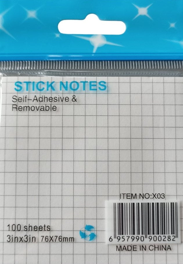 Grid Self-Adhesive Notes, 76 x 76 mm, 100 Sheets