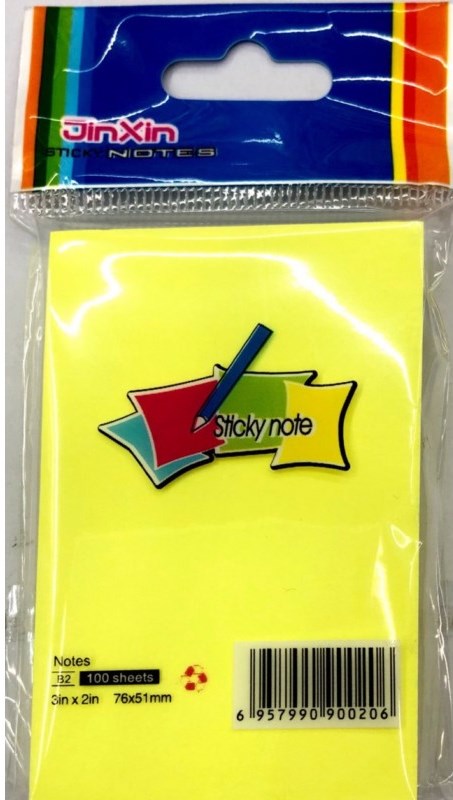 Neon Self-Adhesive Notes, 76 x 51 mm, 100 Sheets