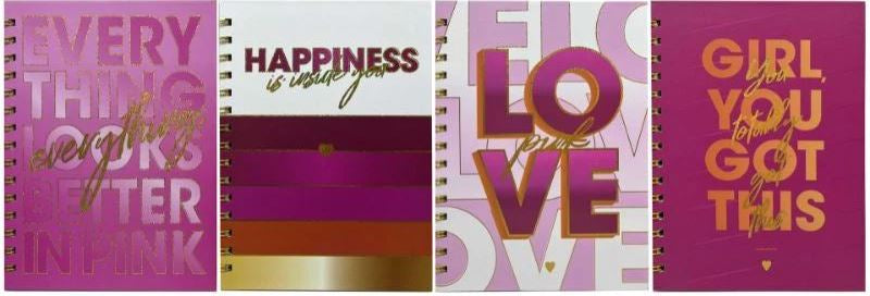 1813-19 Golden Lettering A5 Spiral Notebook, 80 Sheets