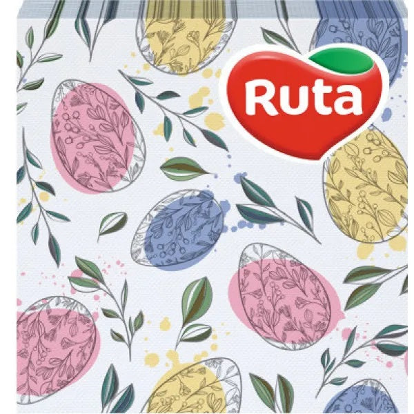 Ruta Watercolor Easter Eggs 2-Ply Napkins, 33 x 33 cm, 20 Sheets