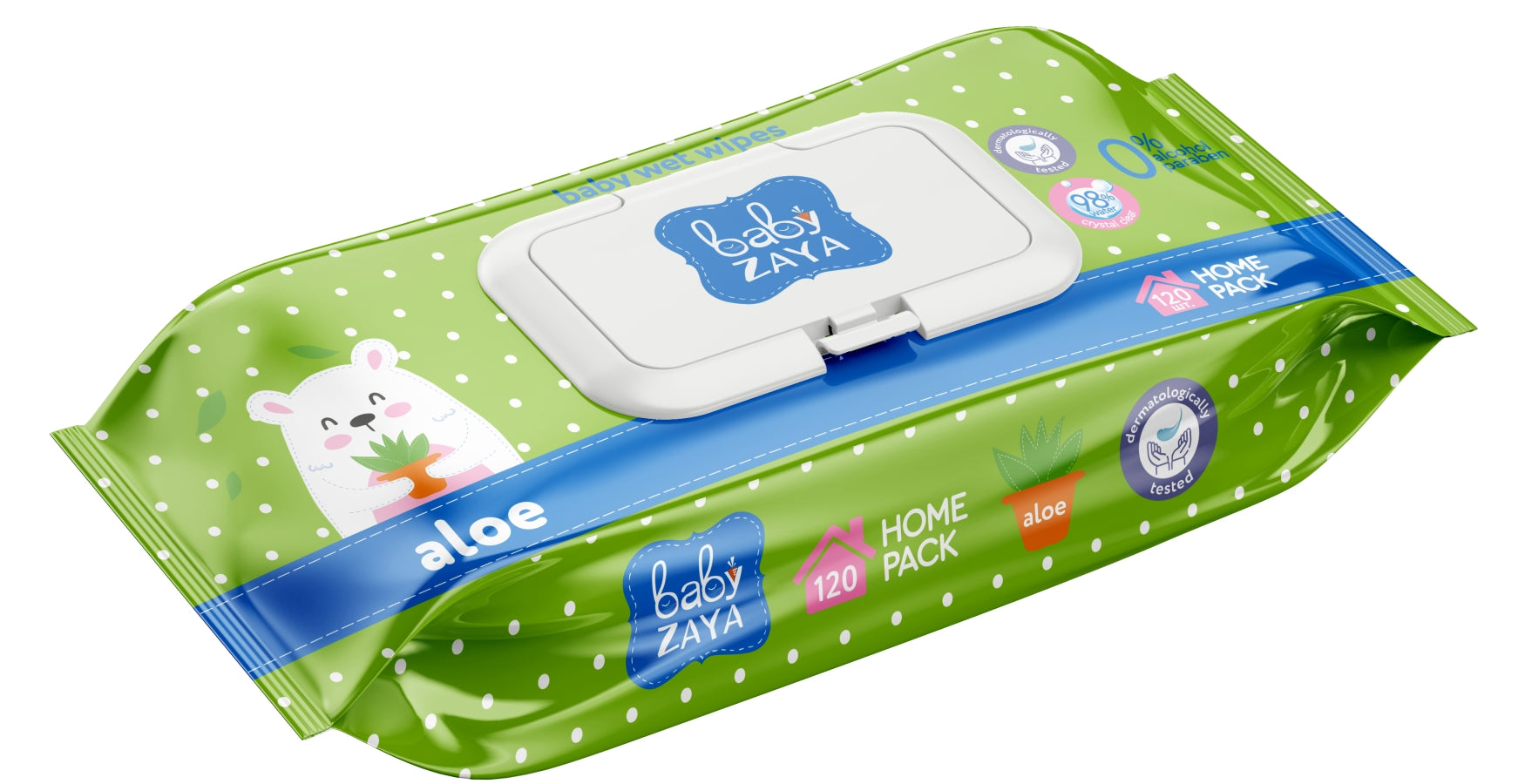 Baby Zaya Aloe Vera Baby Wet Wipes, 120 pcs