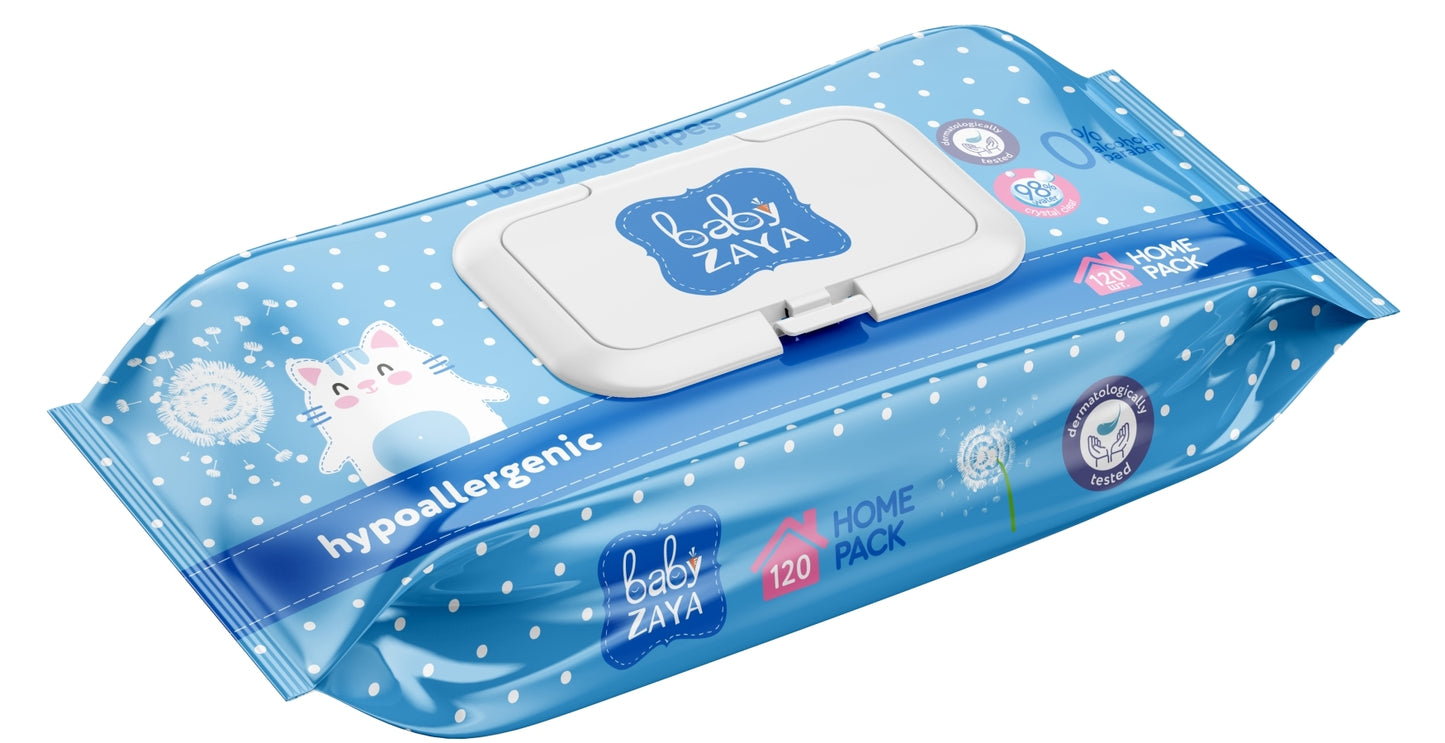 Baby Zaya Hypoallergenic Baby Wet Wipes, 120 pcs